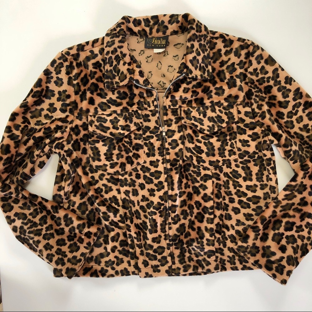 David Paul Leopard Print Zip Front Top Or Jacket - image 8